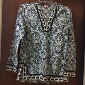 Paisley blue/white/green tunic/swim cover up